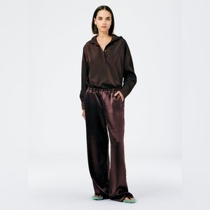 Tibi Summer Satin Wide Leg Pull On Pant size medium